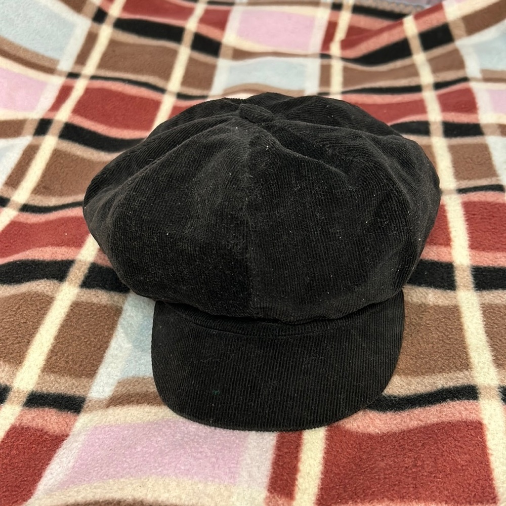 Black Corduroy Hat w/Brim